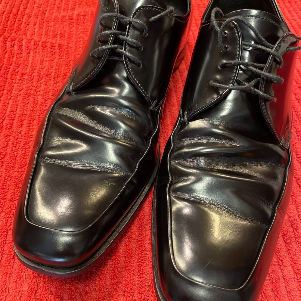 Prada Mens Patent Leather Upper and Out Soles Lace Up Black Made In Italy - Picture 9 of 16